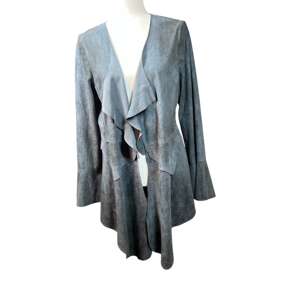 Vocal Faux Suede Lace Up Back‎ Waterfall Jacket XL Blue/Gray Boho Witchy Costume
